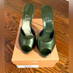Sz 39 NIB Louboutin Me Dolly 100 leather mules in green Verlaine US sz 8, 8.5